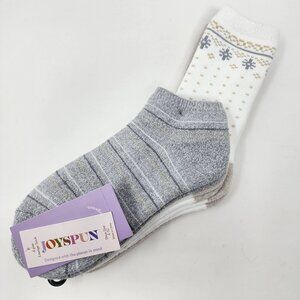 New 4 Pairs Joyspun Womens 4-10 Soft Plush Full Terry Lounge Socks Crew & Ankle